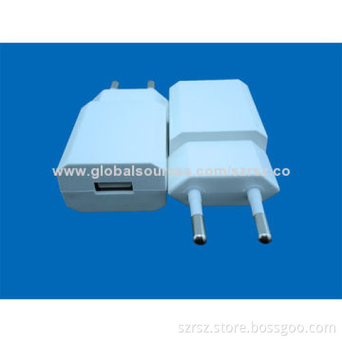 GS AC USB Power Charger, 5V, 1A Output, 100-240V AC, 0.5A, 50/60Hz Input